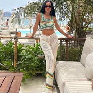 NWT! Zara Crochet Rasta Cover Up Pants Sz Small and NWT Sz M Edikted shirt